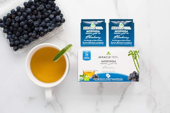 Miracle Tree - 3 Count of Organic Moringa Superfood Tea, 25 Individually Sealed Tea Bags, Blueberry (Keto, Detox, Energy/Immunity Booster, Vegan, Gluten-Free, Organic, Non-GMO, Caffeine-Free)