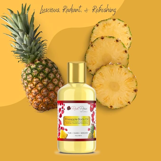 Pineapple Body Oil, 100% Natural, Hydrating & Deep Moisturizing, Bath and Body Oil For Women, Tropical Long Lasting Fragrance, Vegan - 4 oz.