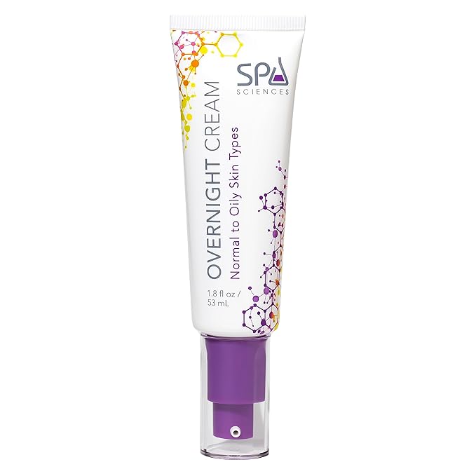 SPA SCIENCES - Overnight Cream For Normal to Oily Skin Types - Made in the USA- Hydrating Formula - With Niacinamide, Melatonin and Antioxidants - Revitalize, Calm, Nourish -Vegan-Non-acnegenic-1.8oz