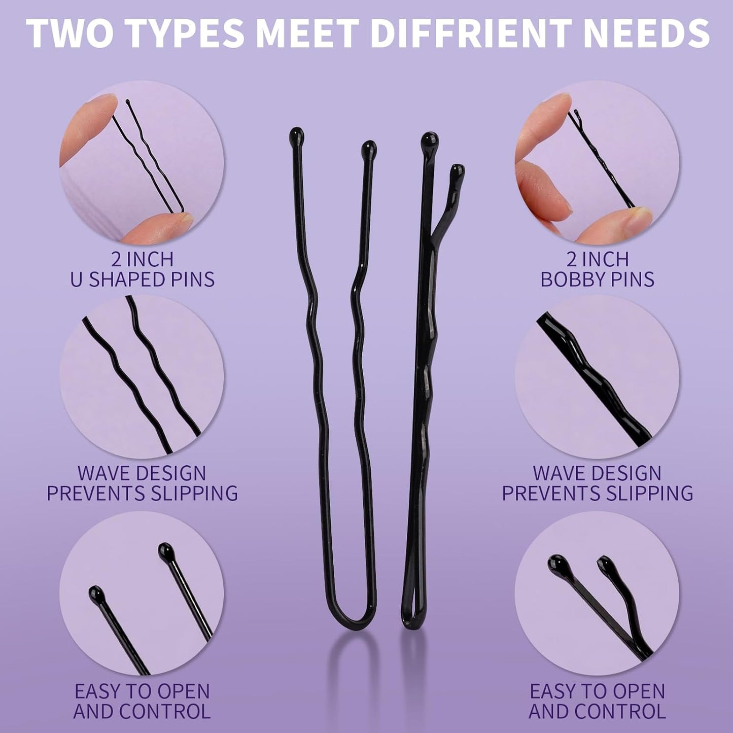 Teenitor 100Pcs Black Bobby Pins, Bobby Pins Black Hair Pins, Hair Pins for Women Girls 2inch