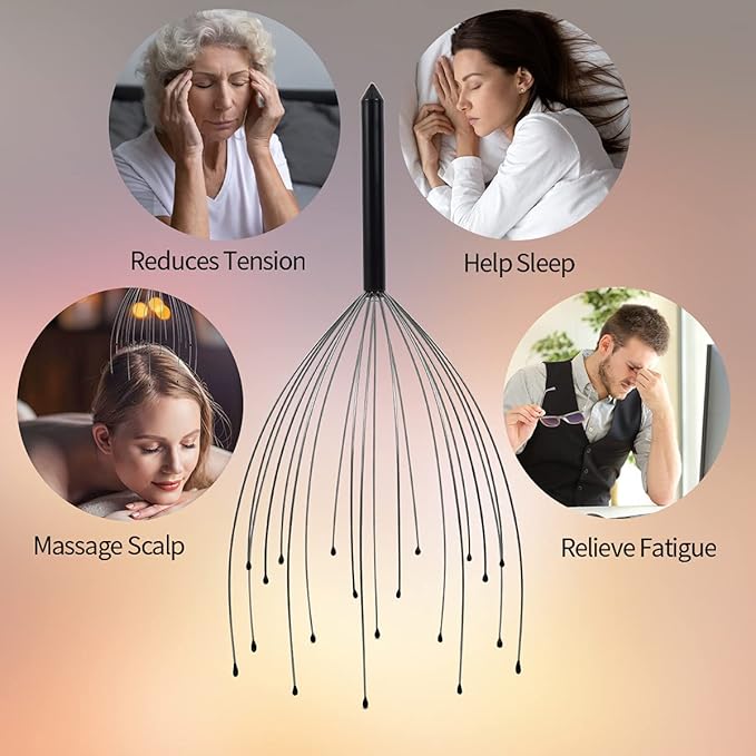 2 Pack Head Massager Scalp Massager 20 Fingers Handheld Head Massager Scalp Stress Relax for Deep Relaxing, Stocking Stuffers and Gadgets for Men