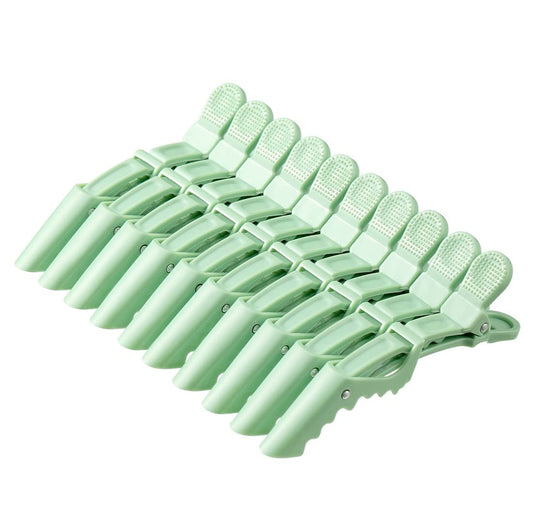 10pcs/set Croc Clips Transparent Plastic Hairdresser Clips Hair Styling Sectioning Barrettes Professional Non Slip Alligator Clips Salon DIY Accessories(10pcs-Avocado Green)