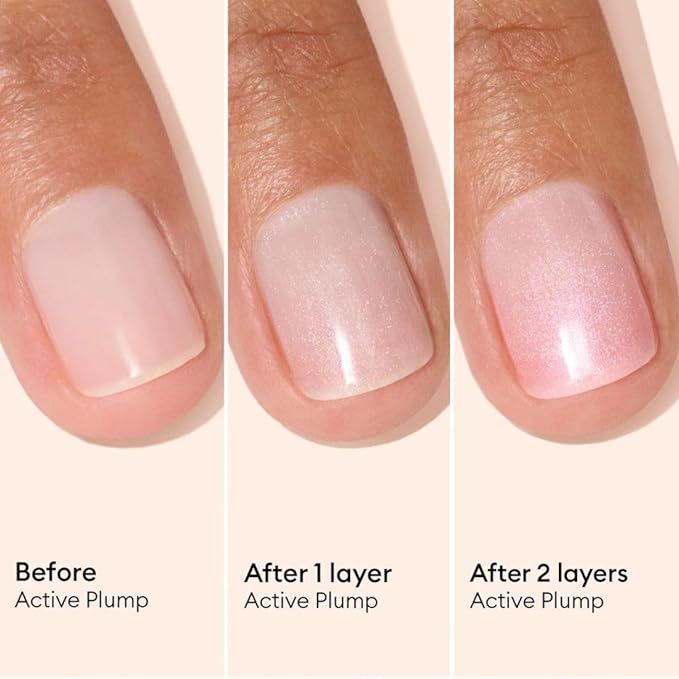 Manucurist Active Plump Nail Polish & Care - Collagen & Peach Extract - No Lamp - Nail Hydrator with Ultra-Glossy Baby Rose Shimmer for Instant Plumping Effect - Nail Volumizer - Vegan & Plant-Based
