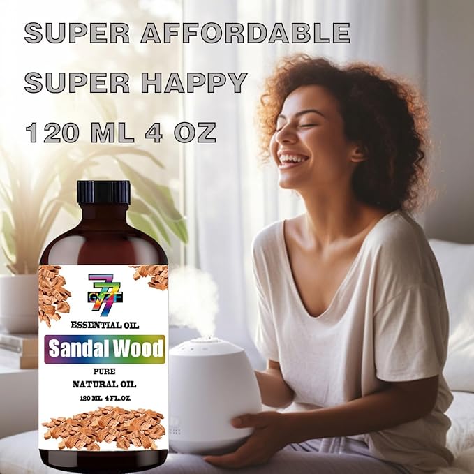 Sandalwood Essential Oil (4 oz/120 ml) - Sandalwood Oils Used in diffusers, humidifiers, Home Baths, Cleaning Products, Yoga, DIY Soaps and DIY Scented Candles