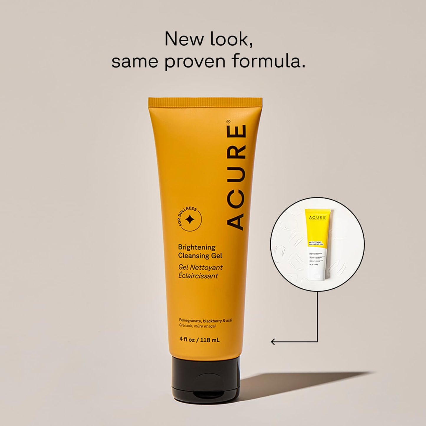 Acure Brightening Cleansing Gel - Vegan Face Scrub, Gentle Facial Cleanser for Radiant Skin with Pomegranate, Blackberry & Acai Infused, Antioxidant-Rich Formula for All Skin Types - 4 fl oz