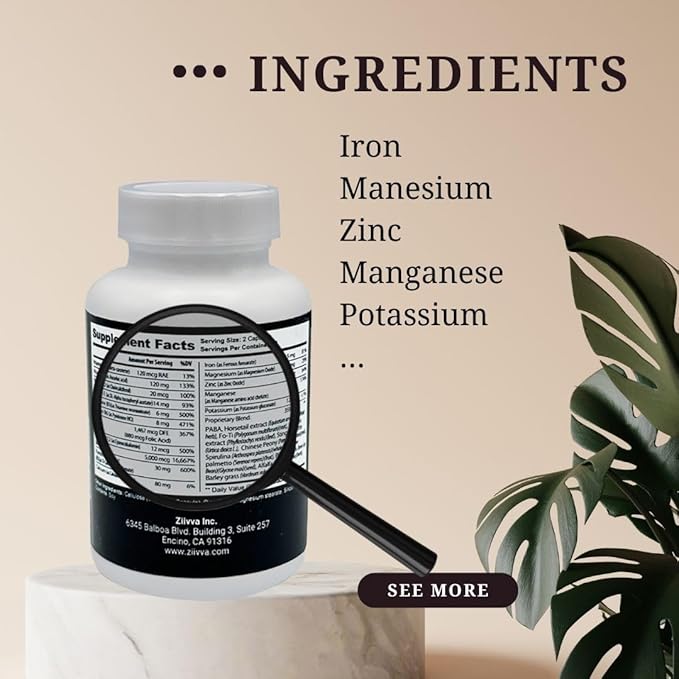 Hair Vitamins for Men - All Natural Vegan Biotin 5000 Mcg Capsules - Hair Supplements for Growth & Thickness - Promote Healthier Hair, Skin, Nails - Hair Growth Supplement Formula