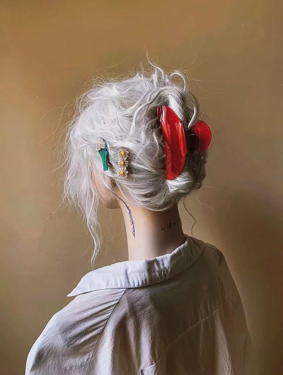 Large Hair Claw Clips For Women, Red Hair Clips Nonslip Retro Hair Clips for Thick & Thin Hair & Curly Hair Fashion Hair Accessories