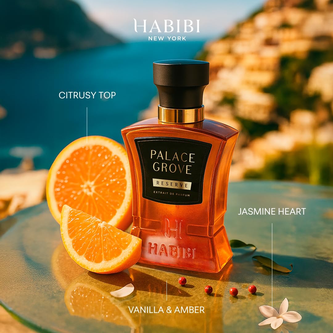 H HABIBI Palace Grove Extrait De Parfum – Cologne for Men & Perfume for Women, 2.5 oz Long Lasting Unisex Fragrance with Mandarin & Vanilla, Arabian Scent