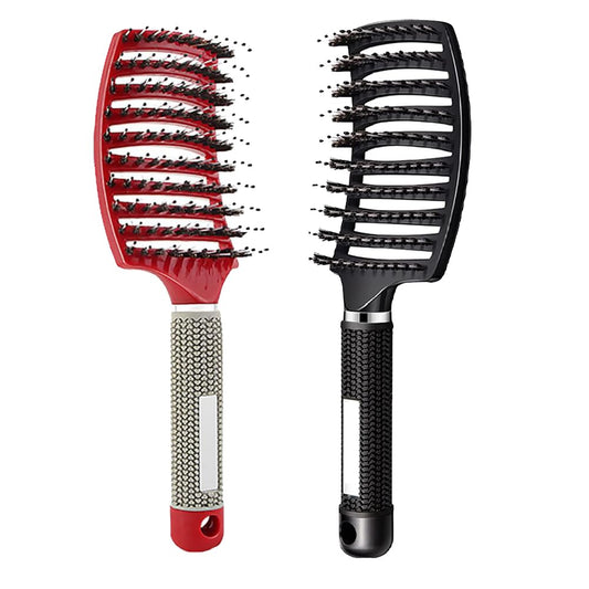Magical Ultra Detangling Brush for Wet or Dry Hair, Detangler Brush, Fast Drying Styling Massage Hairbrush for Men, Women and Kids (Red+Black)