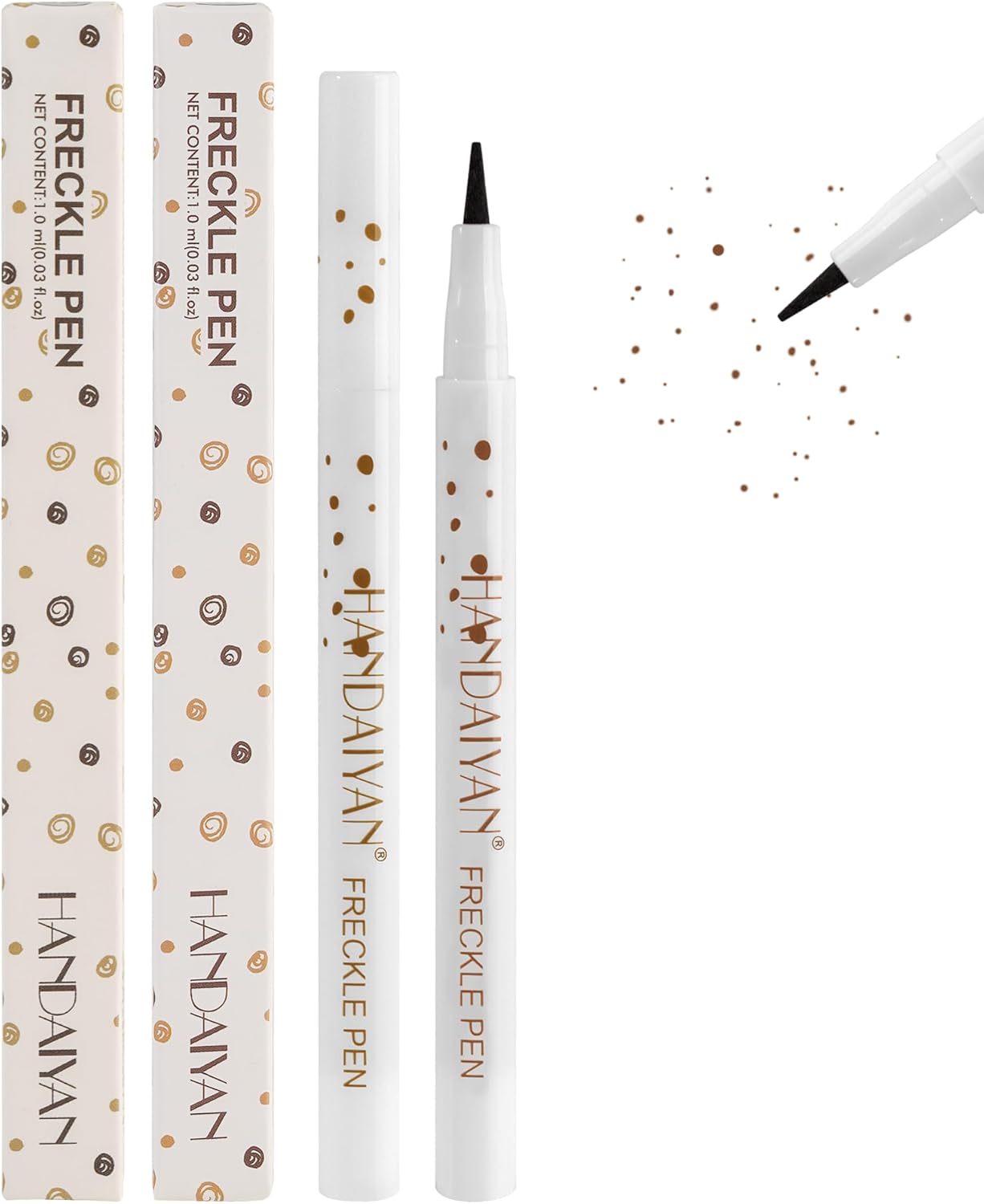 Freckle Pen, Waterproof Natural Lifelike Freckle Maker, Quick-Dry Soft Dot Faux Freckles for Effortless Sun-Kissed Makeup, Light Brown & Natural Coffee (2-Pack)