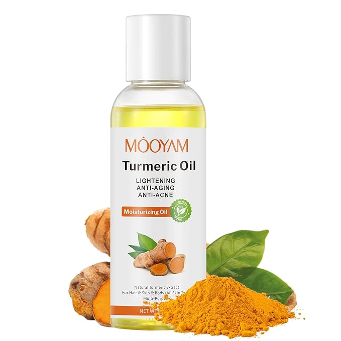 Turmeric Oil Organic Body Oil for Skin,Turmeric Essential Oil Massage Oil for Body and Face, Dark Spots, Ance, Hair Care, Moisturize Hydrating Turmeric Body Oil After Shower(100ml) Christmas Gifts