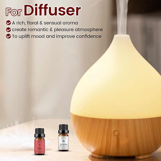 yethious Rose Sandalwood Essential Oil Set 100% Pure Aromatherapy Oils Kit Organic 2 Pack Perfume Oil Set