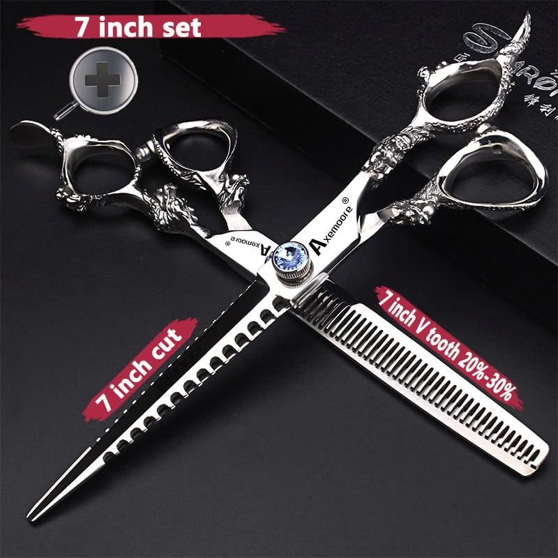 7/7.5/8/9 Inch Salon Professional Hairdressing Scissors Barber Hairstyling Special Tools (7 inch 2pc-A)