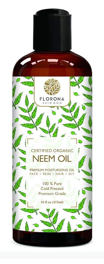 Florona Neem Oil USDA Organic - 16 fl oz for Hair Care, Skin Care, Aromatherapy, Soap Making