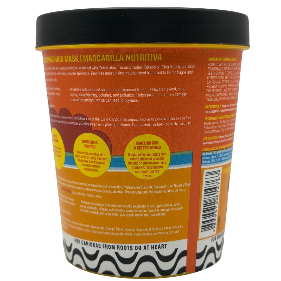 Lola From Rio - Ela E Carioca - Deeply Nourishing Hair Mask For All Types Of Damaged Hair, Restores Softness, Shine, Protection from UV Rays, Hard Waters, and Post Exercise Sweat 15.87 Fl Oz