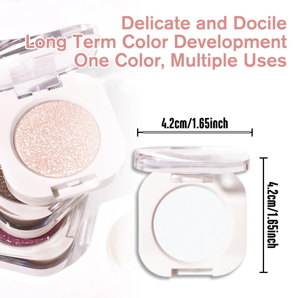 White Matte Single Eyeshadow, Lightweight Blendable Mini Eye Shadow for Older Women, Monochrome Eyeshadow Palette Makeup Pigmented Waterproof, Vegan & Cruelty-Free, 26