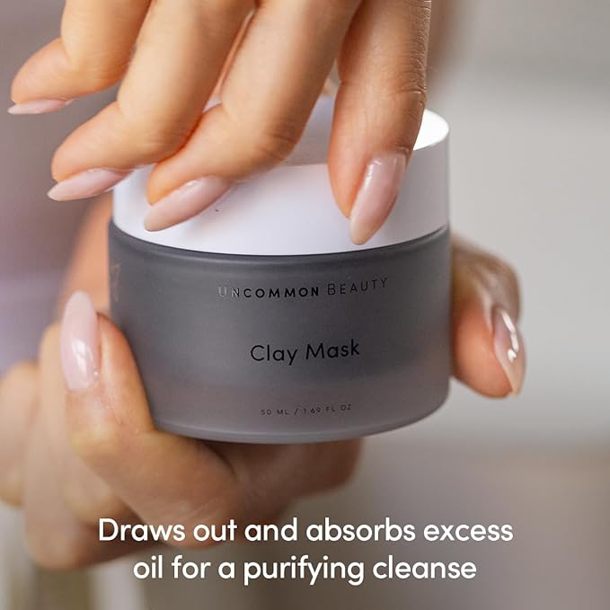 Clay Mask - Purifying and Hydrating Charcoal Powder Face Mask - All Skin Types, Vegan, Cruelty Free, Fragrance Free, 1.69 FL OZ