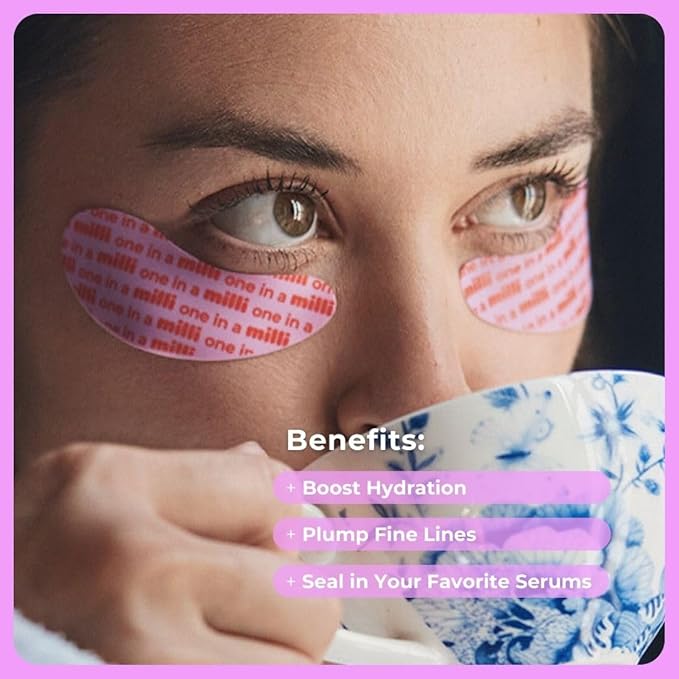 Milli Under Eye Mask to Treat Dark Circles, Wrinkles, and Puffy Eyes, 1 Pair of Original Pink Reusable Silicone Eye Patches with Tin Case