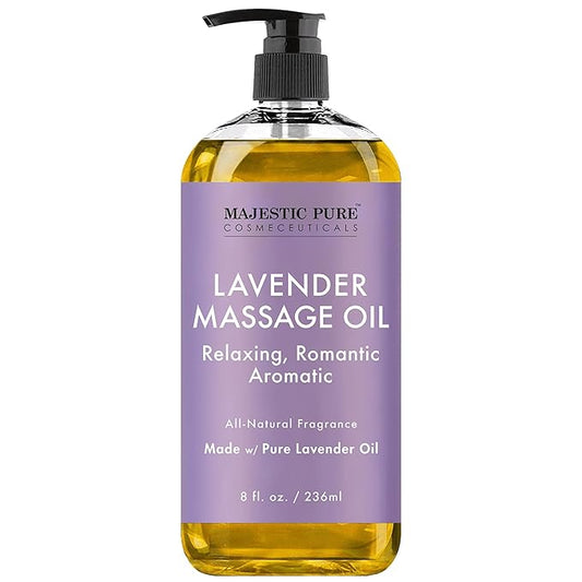 MAJESTIC PURE Lavender Massage Oil - Invigorating, Refreshing, and Relaxing - Massage, Made with Natural Oils - for All Skin Types - Men and Women - 8 fl oz
