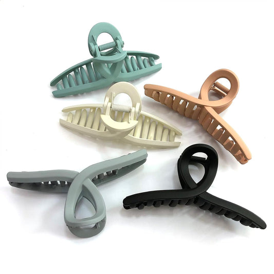 5 Pack Hair Claw Clip Large Matte 4.3 Inch No Slip Big Butterfly Jaw Clips Clamp Assorted Colors for Thin Fine Medium Thick Hair Women