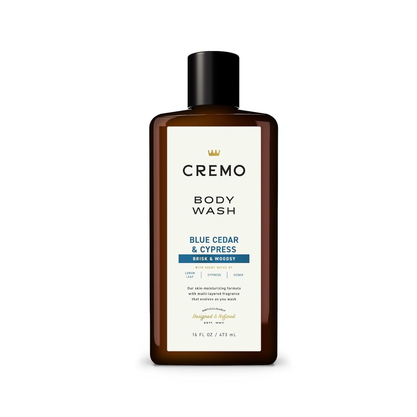 Cremo Body Wash Men, A Woodsy Scent with Notes of Lemon Peel, Cypress and Cedar, 16 Fl Oz