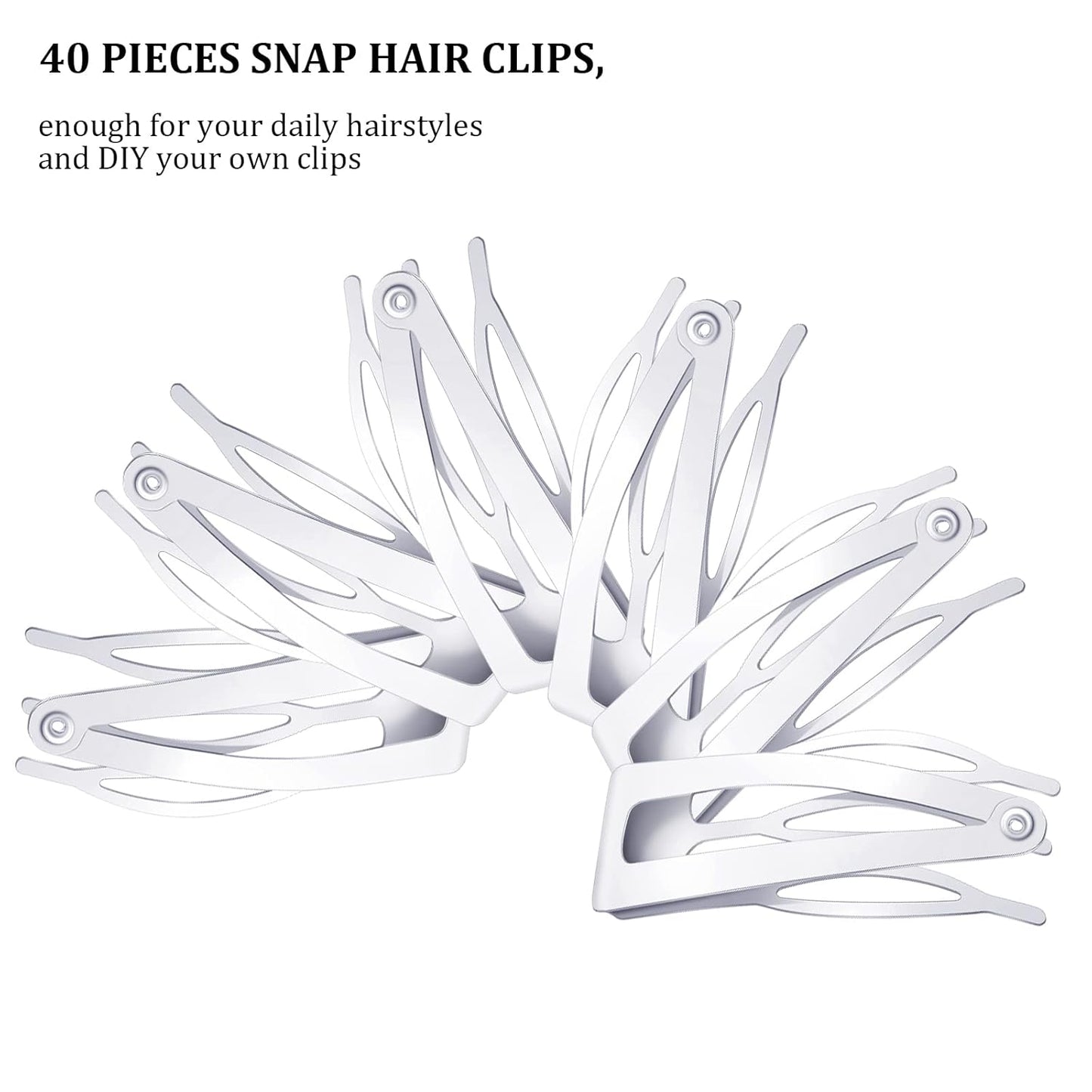 Chinco 24 Pcs Double Grip Hair Clips Metal Snap Clips Women Barrettes for Hair Making, Salon Supplies(White,2 Inch)