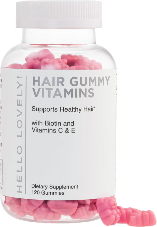 Hair Vitamins Gummies - Biotin 5000 mcg with Vitamin E, C & Zinc, Hair Growth Vitamins for Women & Men - Stronger, Beautiful Hair, Skin & Nails Supplement, Non-GMO & Gluten-Free - 120 Gummy Bears