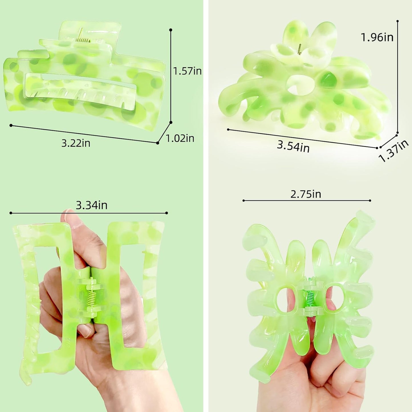 Hair Clips for Women,6PCS Big Flower Claw Clips for Thick Thin Hair,Strong Hold Cute Hair Accessories for Girls,Nonslip Beach Vacation Essentials Summer Accessories (neon)