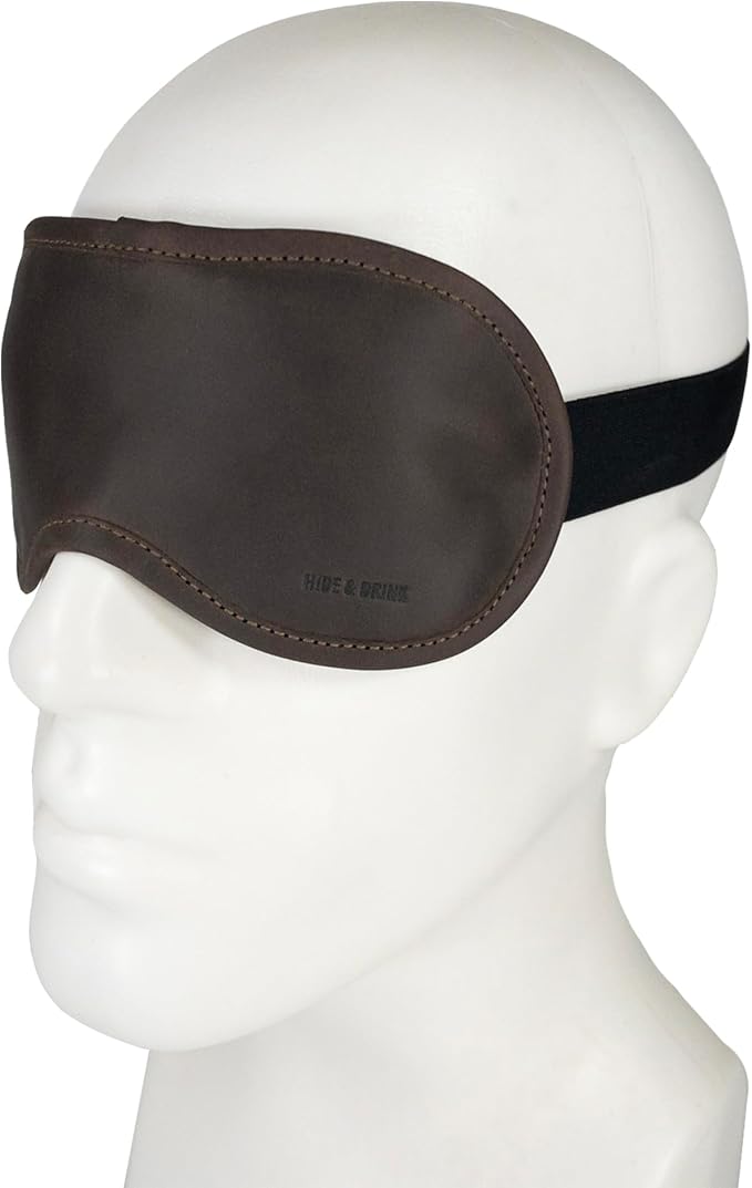 Hide & Drink, Unisex Sleep Eye Mask, Light Blocking for Sleeping, Handmade from Full Grain Leather - Bourbon Brown
