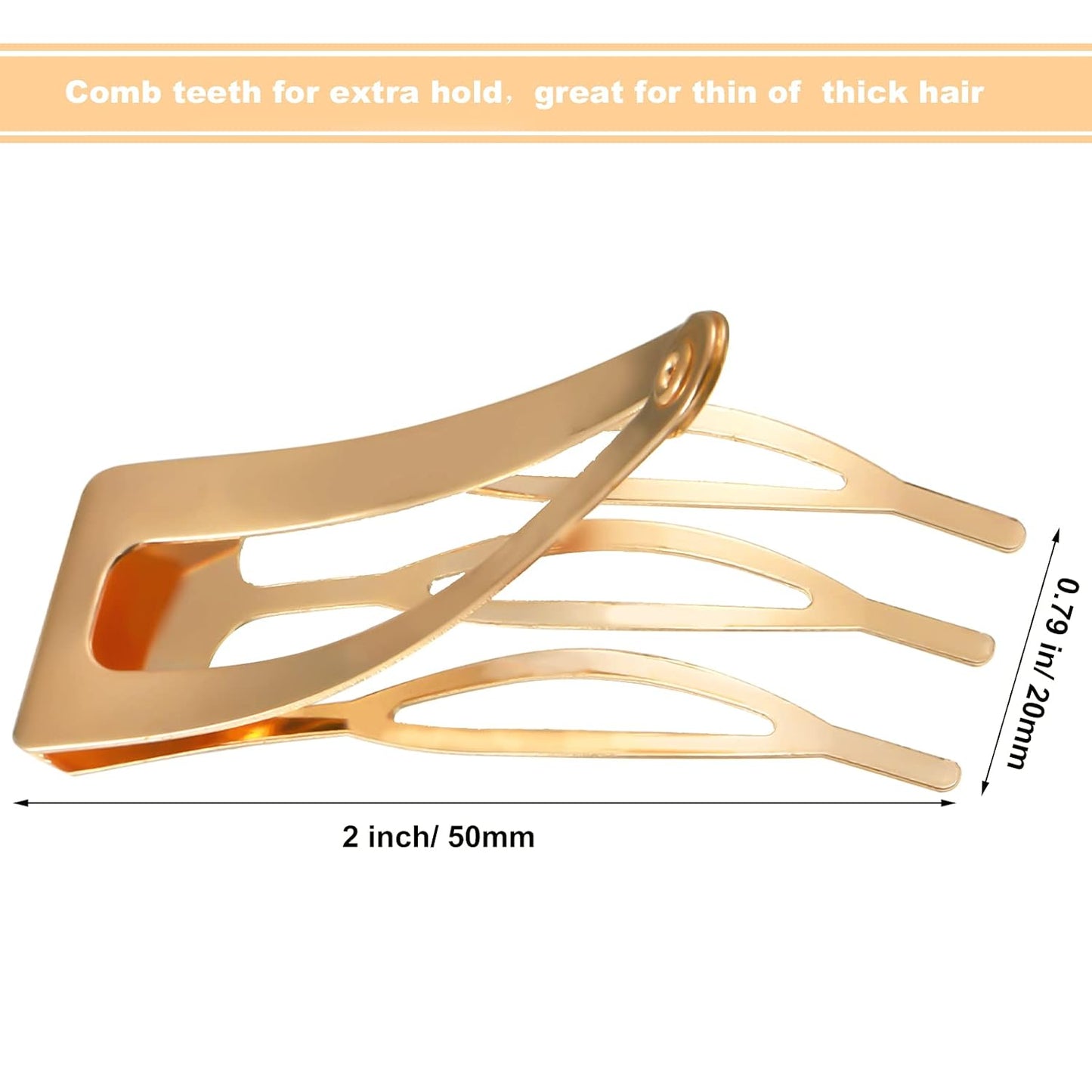 Chinco 24 Pcs Double Grip Hair Clips Metal Snap Clips Women Barrettes for Hair Making, Salon Supplies(Kc Gold,2 Inch)