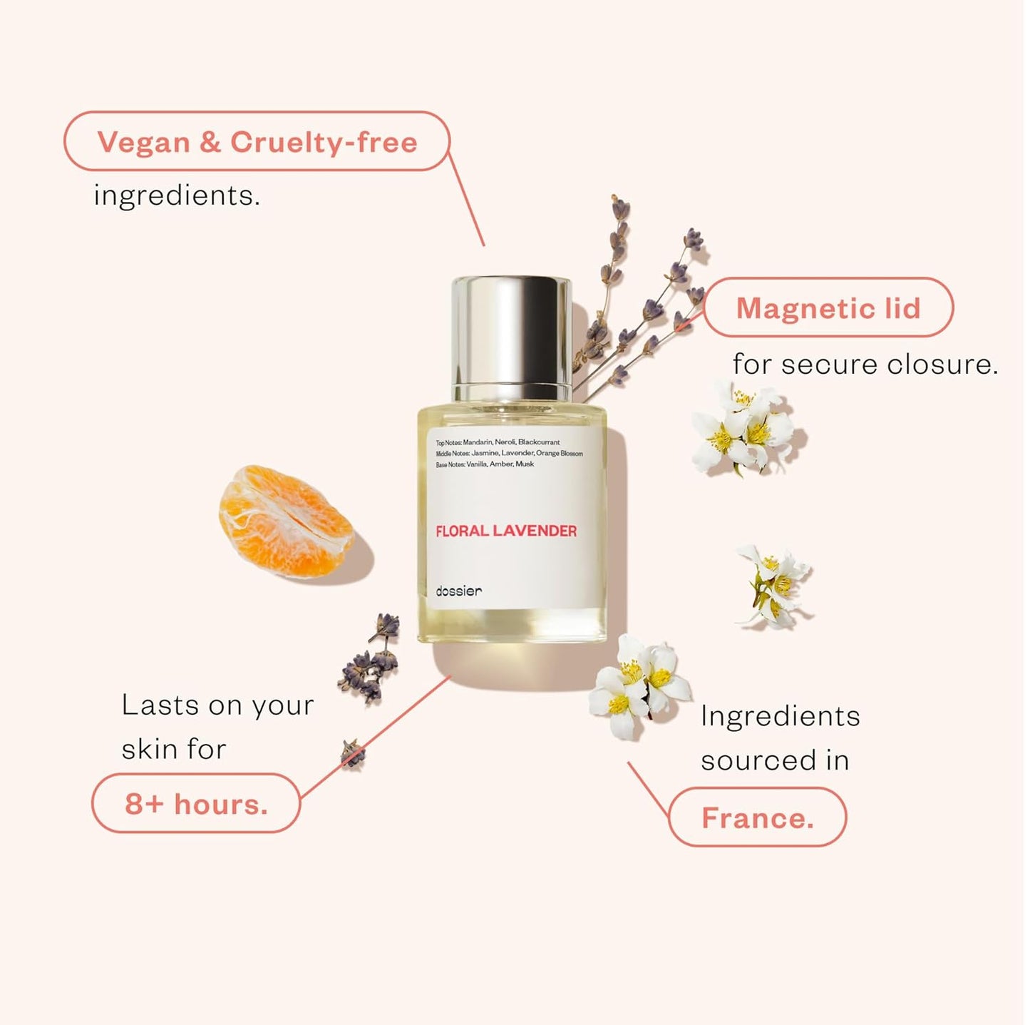 Dossier - Floral Lavender - Eau de Parfum - Inspired by YL's Libre - Perfume Luxury - Pure Infused - Paraben-Free - Vegan - For Women - Fragrance - 3.4 Fl 0z (Spray 100ml)