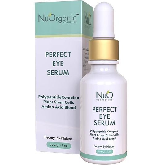 nuorganic Perfect Eye Serum: Fine Lines + Wrinkles + Bags + Dark Circles - Patented PhytoCellular Science + 18X More Effective Anti Aging + Better Skin in 7 Days - Vegan