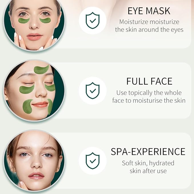 Under Eye Mask, Under Eye Patches, 60 Pcs Moisturizing and Improving Eye Skin Dryness, Nourishing Eye Care Mask for Dark Circles and Puffiness (Centella green)