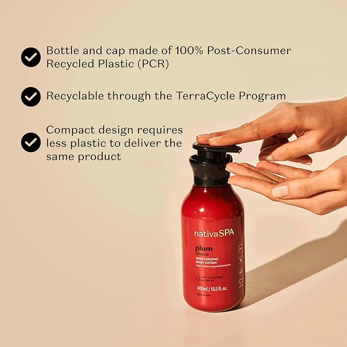 Nativa SPA by O Boticário, Plum Moisturizing Body Lotion, Fragranced Moisturizer Enriched with Purified Quinoa Drops to Boost Hydration, 13.5 Ounce