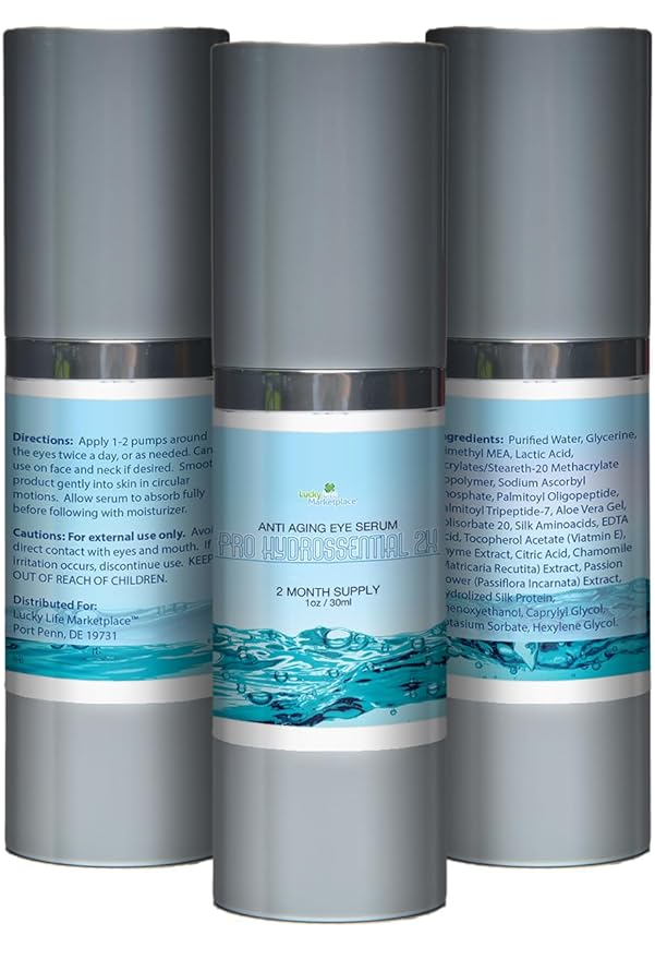 Pro Hydrossential 2x Serum - Anti Aging Eye Serum - Help Improve Dark Circles, Puffy Eyes, Wrinkles, & Eye Bags - Exfoliating Vitamin C Serum with Lactic Acid - Aid Collagen Production & Soothe Skin