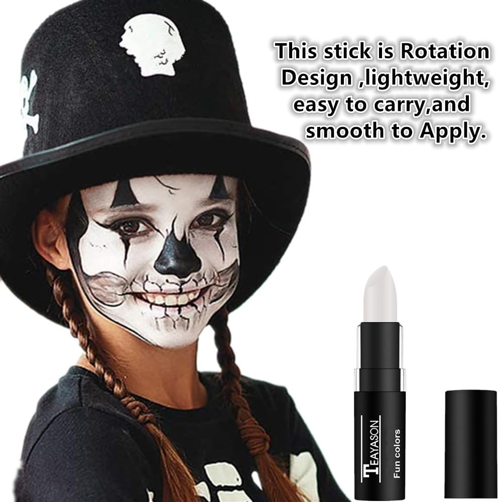 Go Ho Clown White Cream-Blendable Stick - Eye Black Stick,Face Body Paint Professional SFX Makeup,Safe Facepaint&Lip Smacking White Foundation Makeup