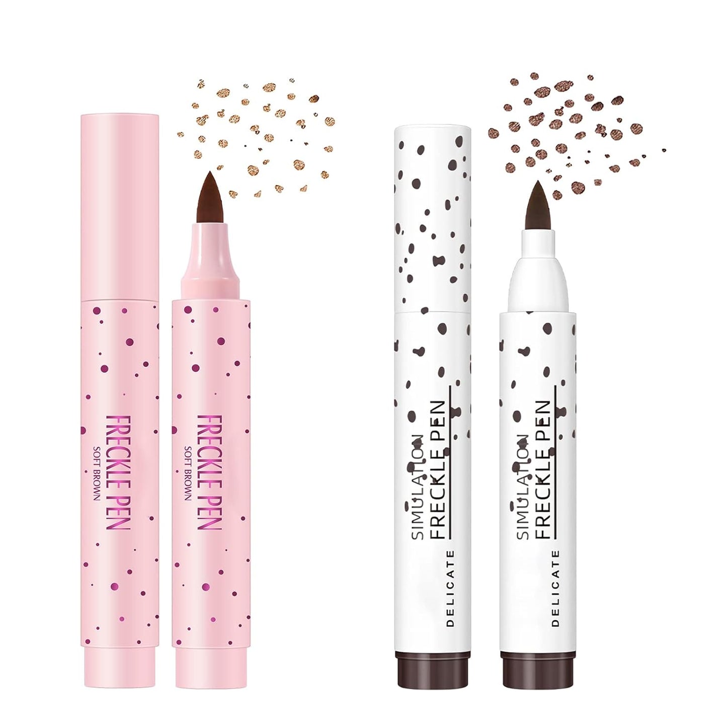 Lifelike Freckle Pen - 2 Colors (Light Brown & Dark Brown), Waterproof, Quick Dry, Soft Dot, Natural, Magic Fake Freckles Makeup Pen