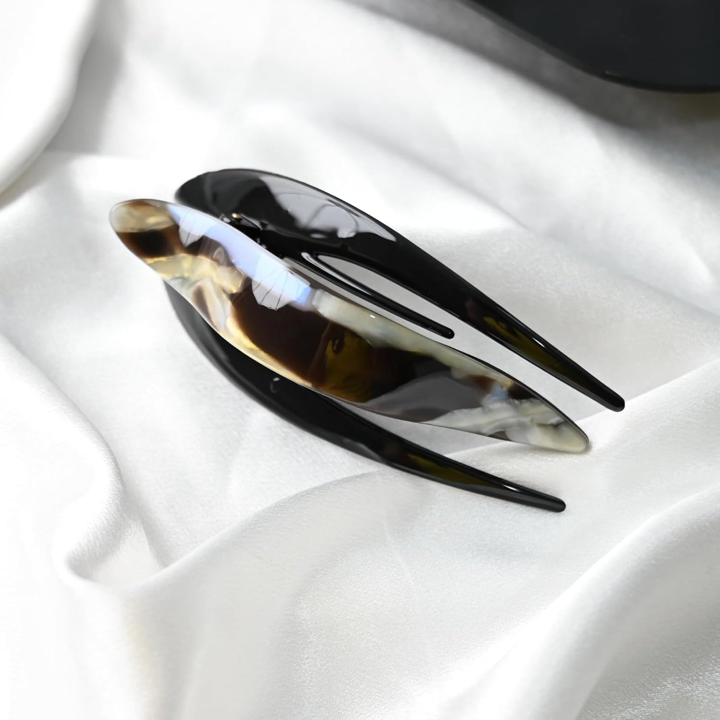 Handmade Celluloid French Design Tortoise Shell Barrettes Side-slide Opening Duck Luxury Fashion Accessories Hair Clip Claw for Women (coffee)