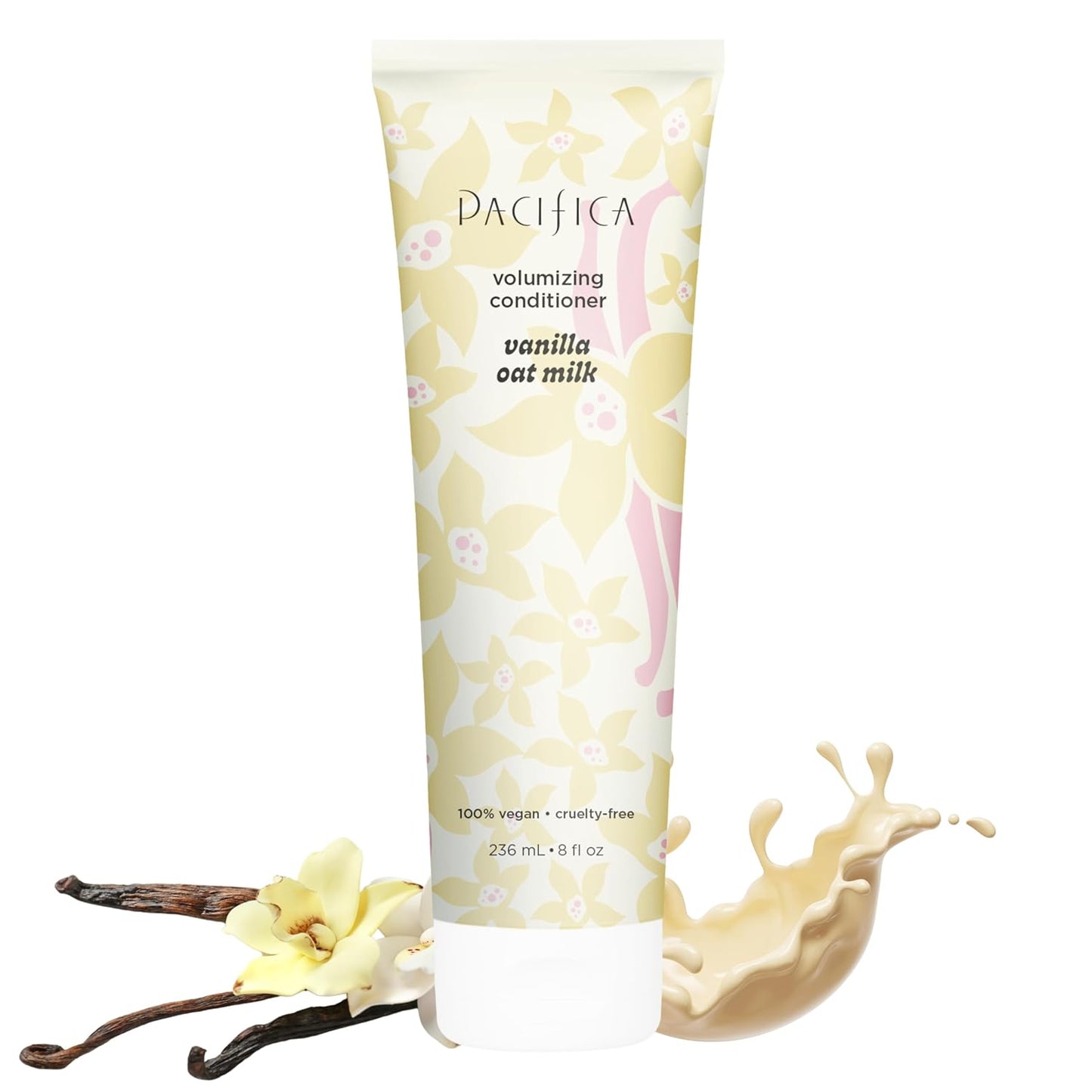 Pacifica Vanilla Oat Milk Hair Conditioner – Volumizer for Fine/Flat Hair, Weightless Oat Milk & Apple Extract for Bounce & Smoothness, Silicone Free Clean Beauty, Vegan Cruelty-Free