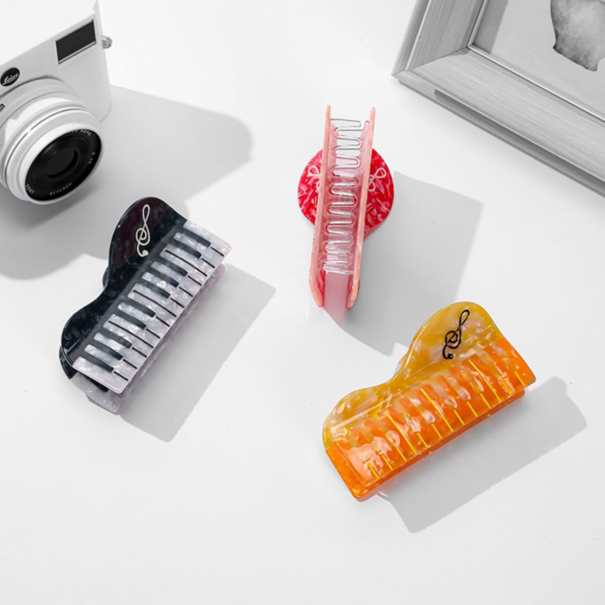 Novelty Piano Hair Clip,Acetate Hair Clip,Big Claw Clip for Women,Funny Hair Claw Clip,Orange