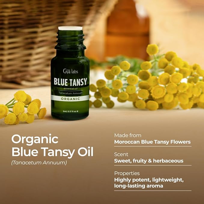 Gya Labs Blue Tansy Essential Oils for Skin - 100% Pure Natural Organic Blue Tansy Oil for Face, Diffuser, Candle Making (0.17 Fl Oz)