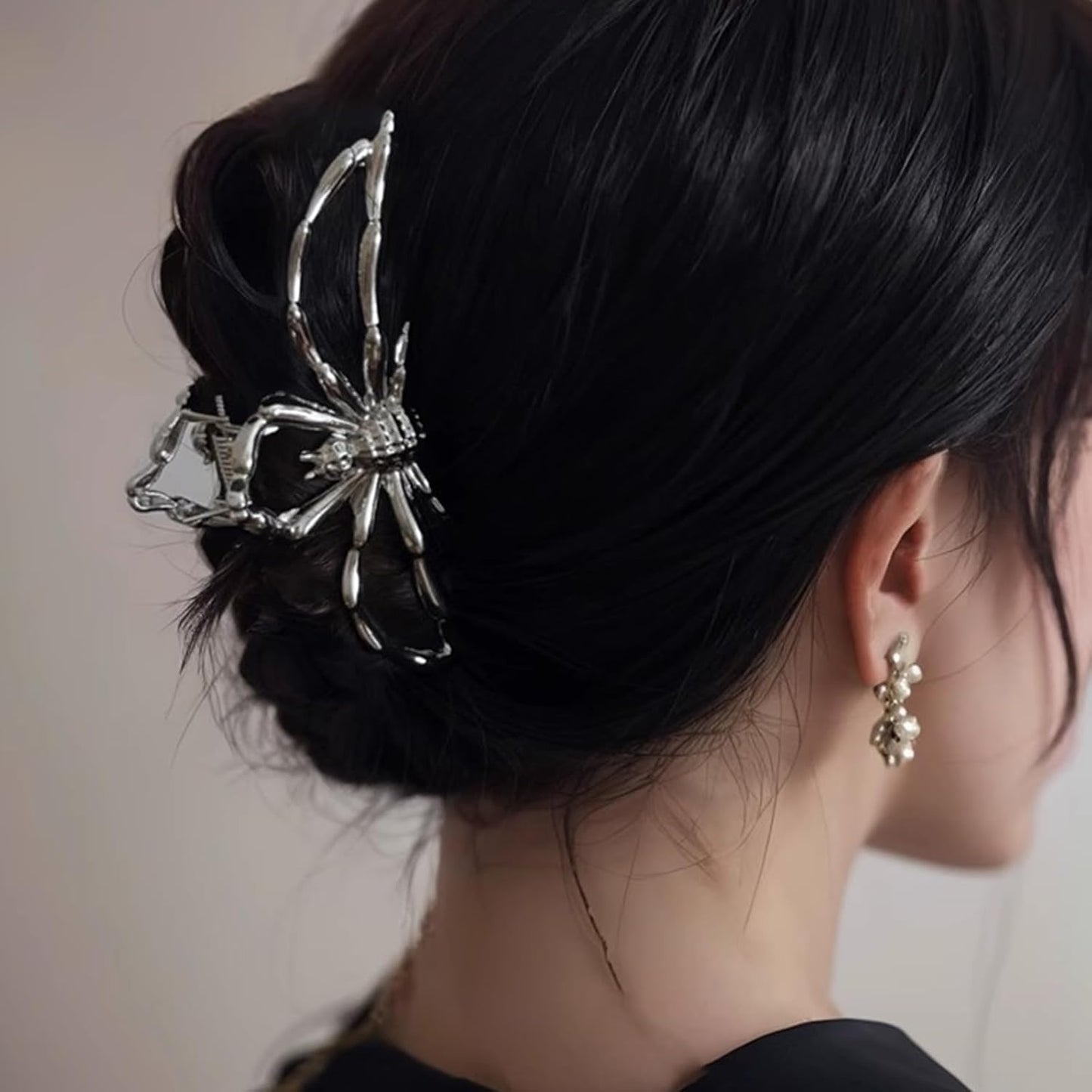 Halloween Spider Hair Claw Clips-Metal Silver Alloy Hair Clips Nonslip Terror Spider Strong Hold Hair Jaw Clips Punk Gothic Catch Clips for Women Thick or Thin Hairs Hair Accessories-Spider Style 1
