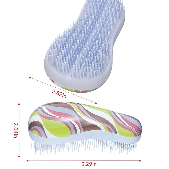 Hand Grip Brush, Gentle Detangling, Detangler Hair Brush for All Hair Types. For use on Wet or Dry Hair (Colorful Stripe)