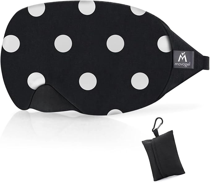 Mavogel Cotton Sleep Mask - Sleep Eye Mask for Men Women, Super Soft and Comfortable Eye Covers, Light Blocking Night Eyemask for Sleeping Yoga Nap Meditation, Includes Travel Pouch (Dot Style)