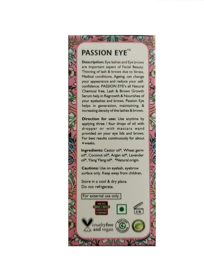 Eyelash Growth Serum | Organic Eyebrow Serum, Reduces thinning of lash & brow Infused with Castor Oil | Helps regrowth Naturally lash and brow and darkens lash and brow-10 ml