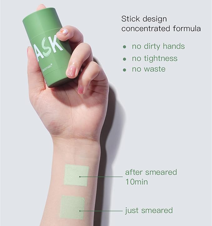 Wuxpp Green Tea Deep Cleanse Mask Stick Blackhead Remover with Green Tea Extract, Juxek Green Tea Purifying Clay Stick Mask Oil Control Cleansing Mask, Green Tea Face Mask Skincare Korean (1 Pc)