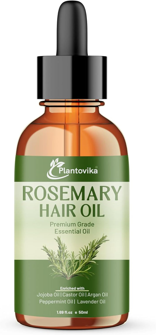 Rosemary Oil for Hair Growth, Enriched with Jojoba, Castor, Argan, Peppermint & Lavender Oils, Scalp & Hair Strengthening Treatment, 1.69 oz