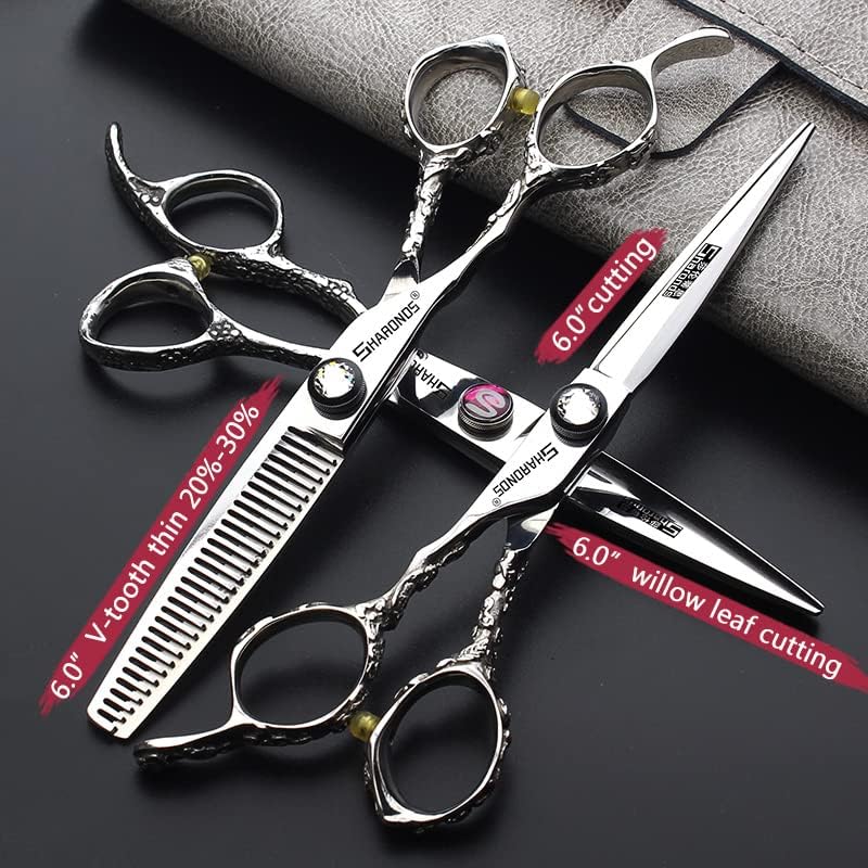 Hairdresser Professional Left-Handed Scissors Set - 6.0 Inch Hair Sparse Scissors - 440C (3pc-B)