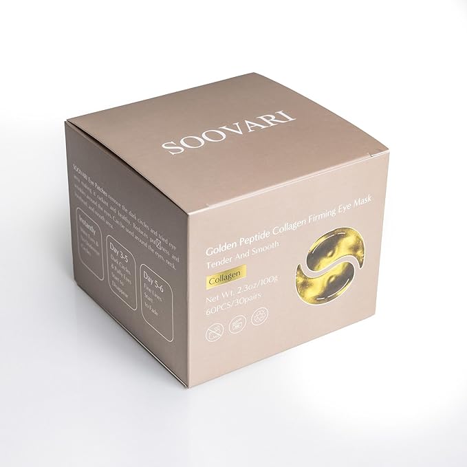 Moisturizing Eye Patches, 60 pcs, 24K Gold Infused, Reduce Dark Circles, Puffy Eyes, Wrinkles, Under Eye Bags. Under Eye Mask, Made in Korea