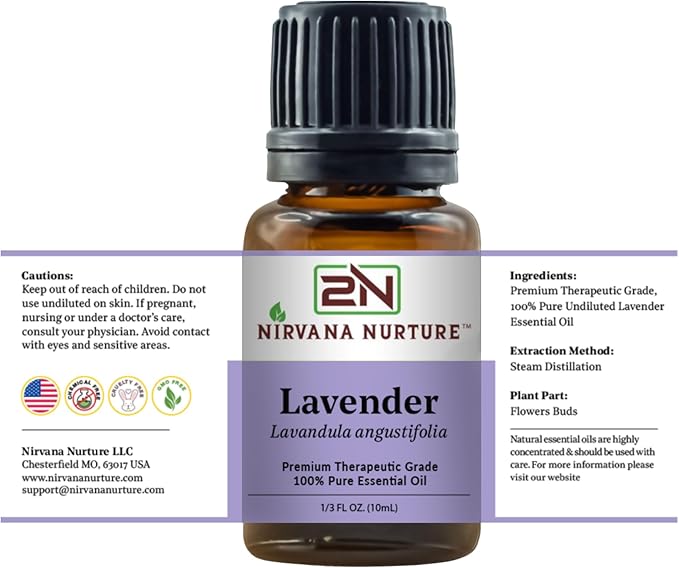 Lavender Essential Oil 100% Pure Premium Therapeutic Grade, Undiluted - Aromatherapy Diffuser for Calm and Relaxation, Skin Care, Hair Care